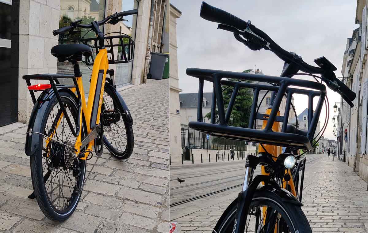 Panier avant et porte-bagage arrière inclus dans le vélo électrique de ville Le country